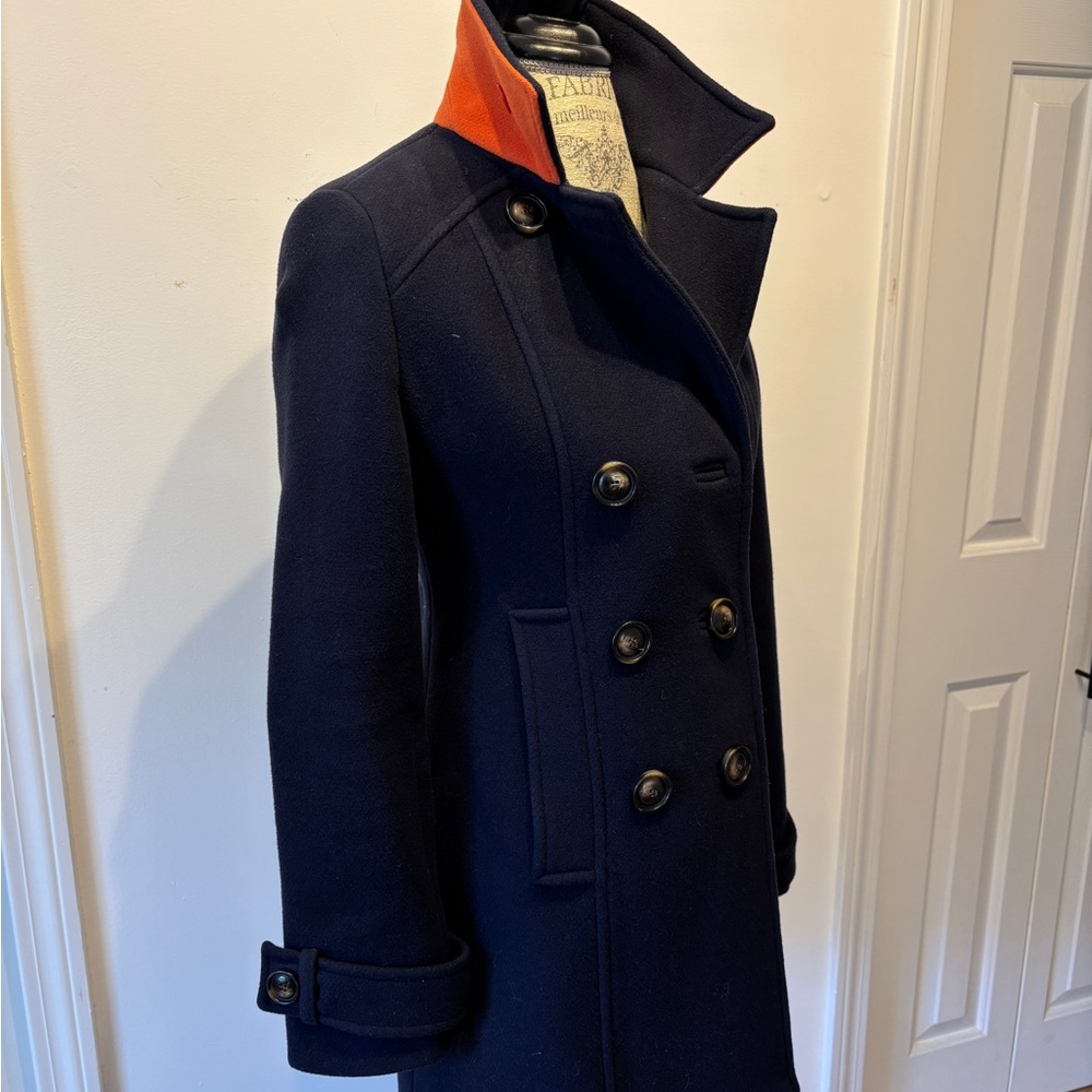 Boden Navy Double-Breasted Wool Pea Coat - Picture 2 of 8